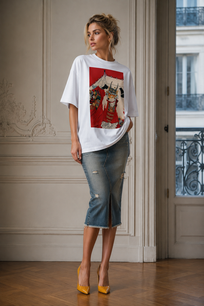 ARMATTI × "Ukiyo-e Shiba Inu Samurai" Unisex Organic Oversized Tee